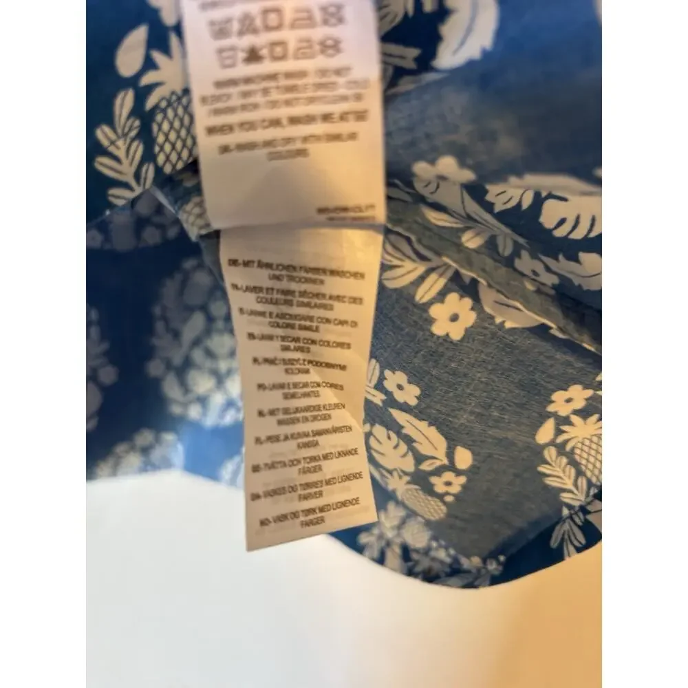 Mini Boden 9 10 Y Blue Floral Aline Cotton Sleeveless Ruffles Pockets